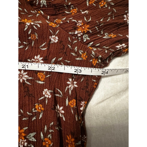 Sonoma XL Brown Orange Floral Long Sleeve Tunic Top - Picture 7 of 8